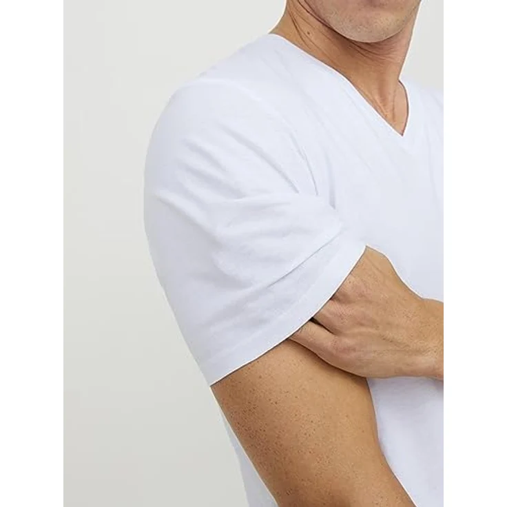 Jack & Jones Basic V-Shirt für Herren, Weiß, aus hochwertigem Jerseystoff, Größe XL – Bild 6