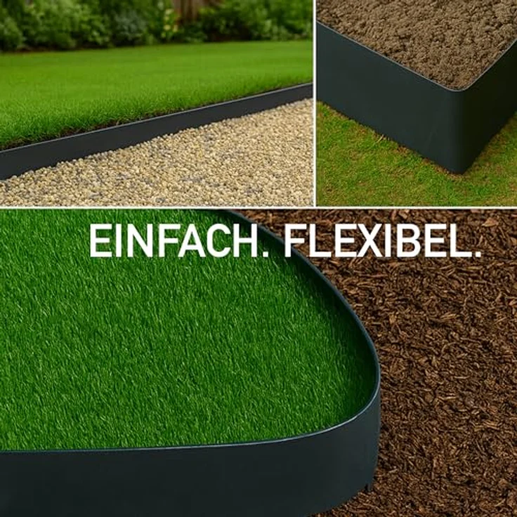 INTERGARDEN Rasenkante Metall Anthrazit, Beeteinfassung 6m, 16cm Höhe, lackiert, verzinkter Stahl – Bild 3