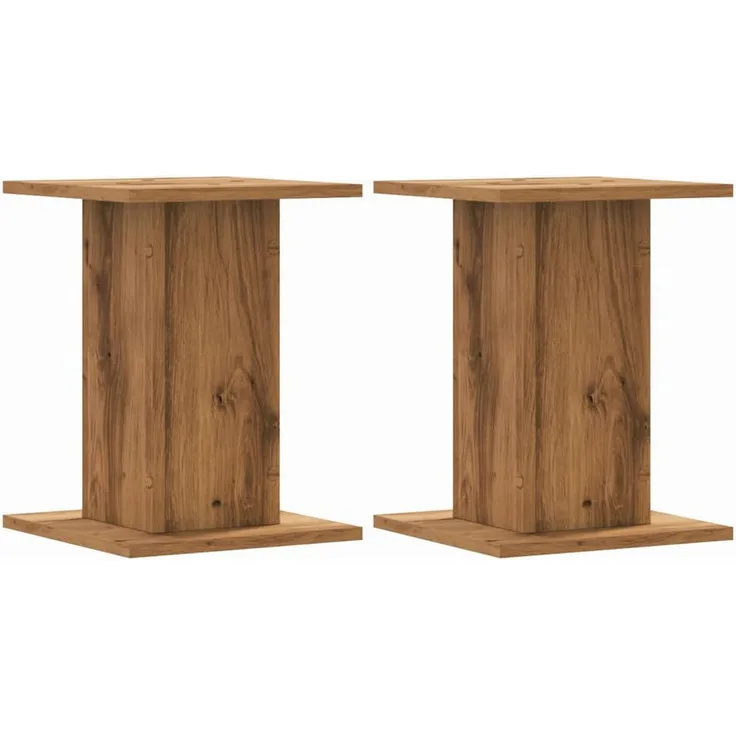 vidaXL Blumenständer Pflanzenständer 2 Stk. Artisan-Eiche 30x30x40 cm Holzwerkstoff (1 St) - Robuster Pflanzenständer aus langlebigem Holzwerkstoff, mit großer und stabiler Oberfläche, hohle Konstruktion für erhöhte Stabilität in Artisan-Eiche-Farbe