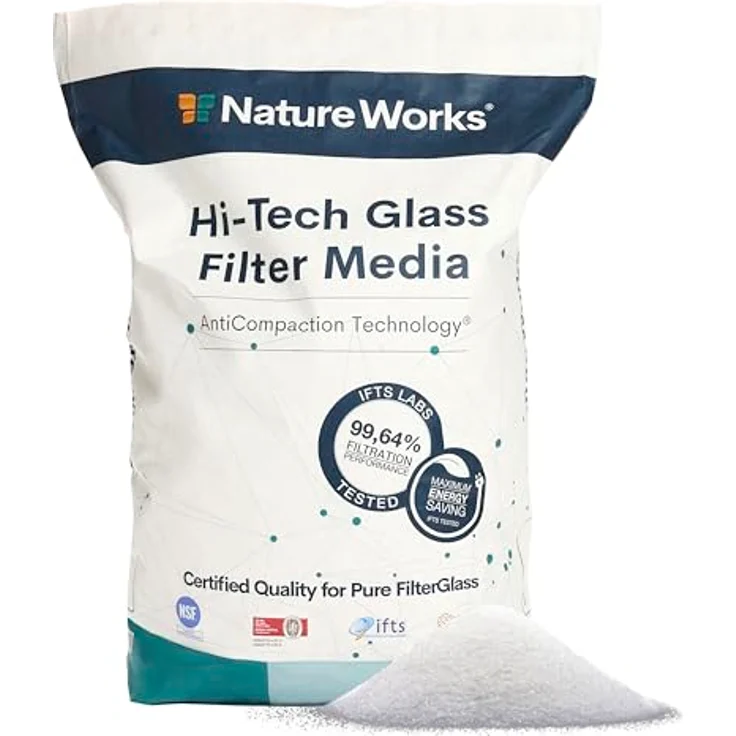 Nature Works Hi-Tech Glas Filtermedium, Korngröße 0,6 - 1,2 mm, Recyclingglas für modernes Pool-Zubehör – Bild 1