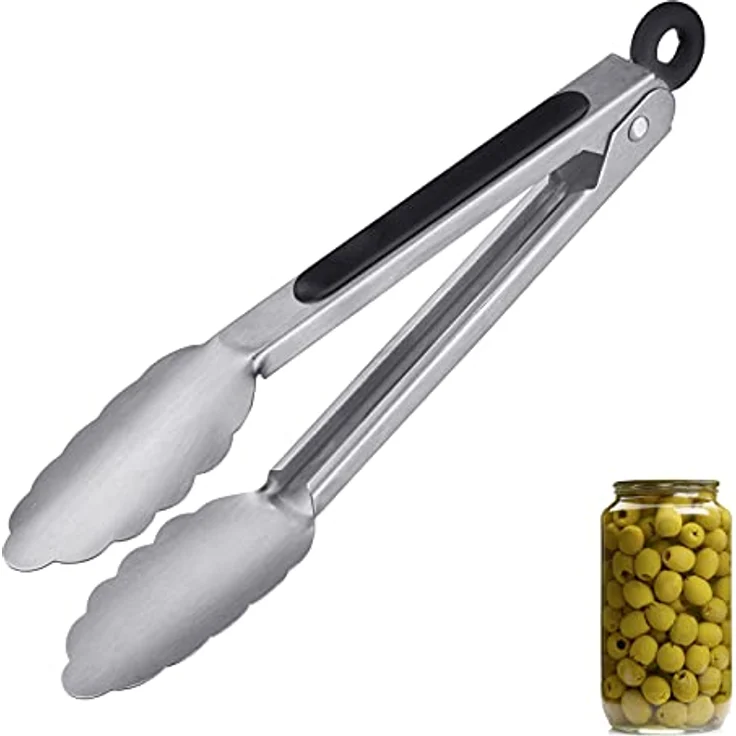 Westmark Grillzange + Servierzange, Mit Edelstahllaffen und gummierten Griffen, Länge: 20 cm, Rostfreier Edelstahl/Kunststoff, Classic Spezial Mini, Silber/Schwarz, 16232270 – Bild 2