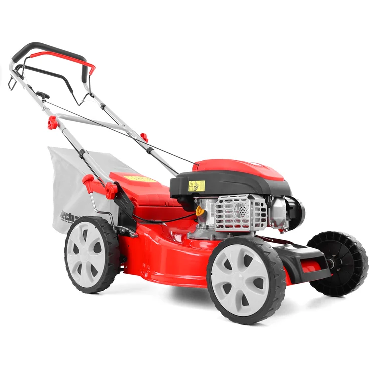 HECHT Rasenmäher Benzin 54666 SX, 141 cm³ Viertaktmotor, 46 cm Schnittbreite, 55 l Fangkorb, Radantrieb, höhenverstellbarer Führungsholm