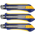 3x KUBIS® Cuttermesser geeignet für Heimwerker & Gewerbe (Metallführung & Autolock, 25mm (SK5))