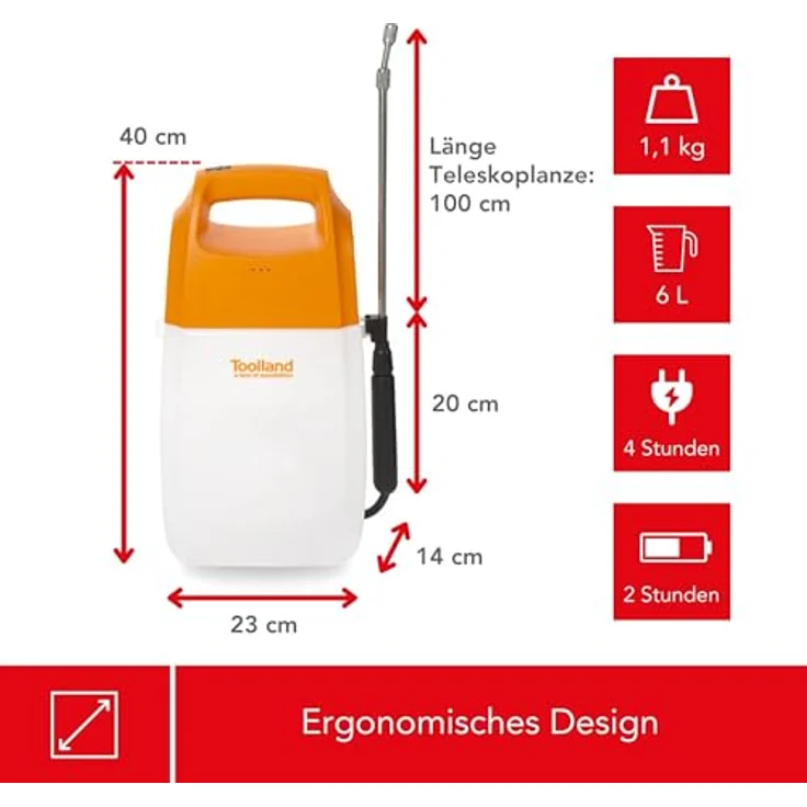Toolland Akku-Drucksprüher 6 L – Bild 6