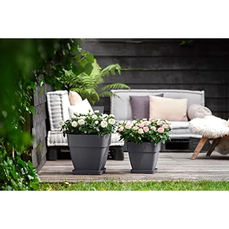 Elho Loft Urban Untersetzer Eckig 22 - Anthrazit - Draußen - Ø 22.2 x H 3.1 cm – Bild 7