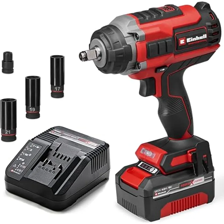 Einhell Professional Akku-Schlagschrauber IMPAXXO 18/450, 18 V, 450 Nm, Brushless, inkl. 4 Ah Akku, Ladegerät, Nuss-Set