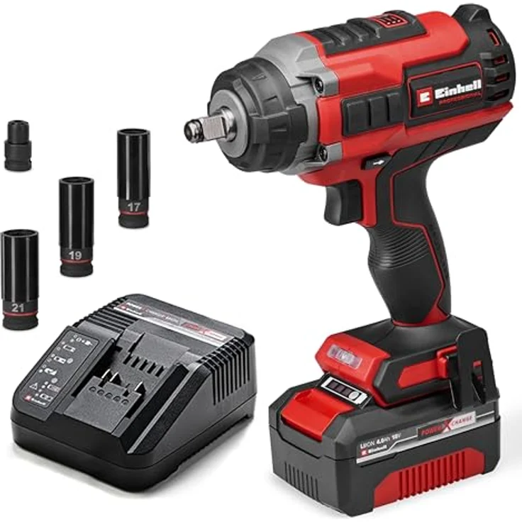 Einhell Professional Akku-Schlagschrauber IMPAXXO 18/450, 18 V, 450 Nm, Brushless, inkl. 4 Ah Akku, Ladegerät, Nuss-Set – Bild 1