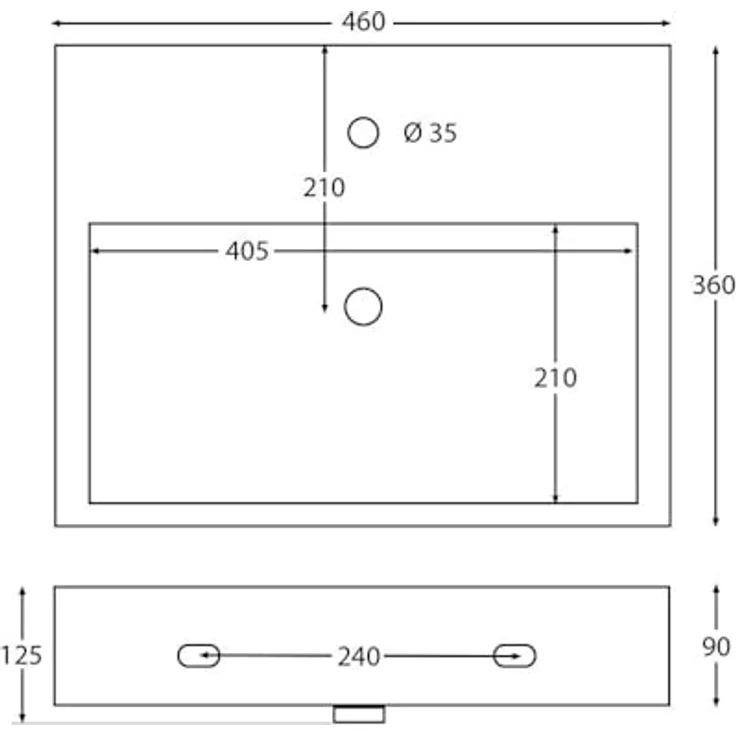 NEG Waschbecken NEG Hänge-Waschbecken Uno66H (eckig) (66H), Design Hänge-Waschbecken mit Nano-Beschichtung, weiß – Bild 4