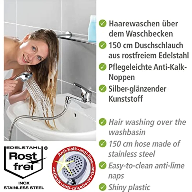 Wenko, Waschbeckendusche Universal, Duschbrause (1 Strahlarten) – Bild 2