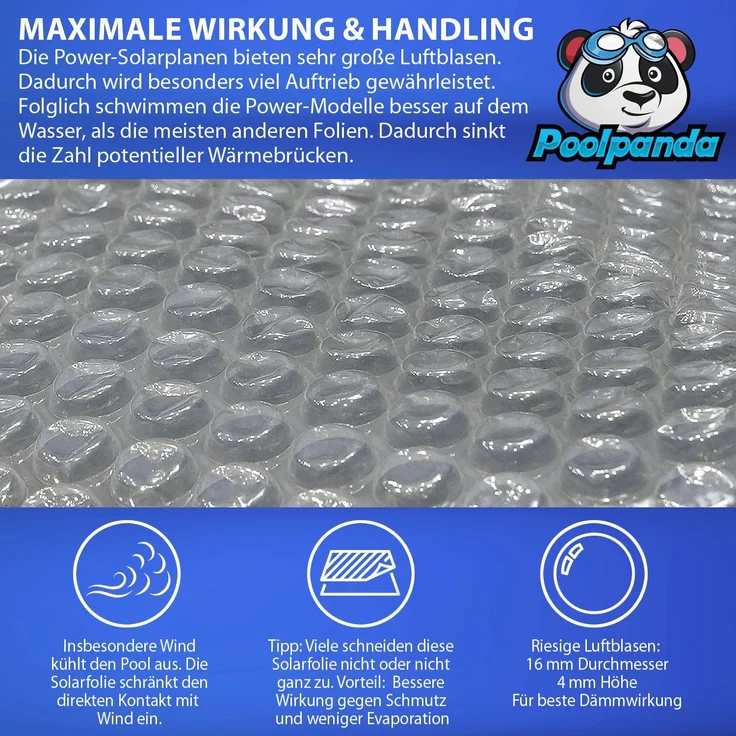 Poolpanda Pool Solarfolie Ø 488 cm Power rund | transparent | 300 my | 16 mm Luftblasen – Bild 4