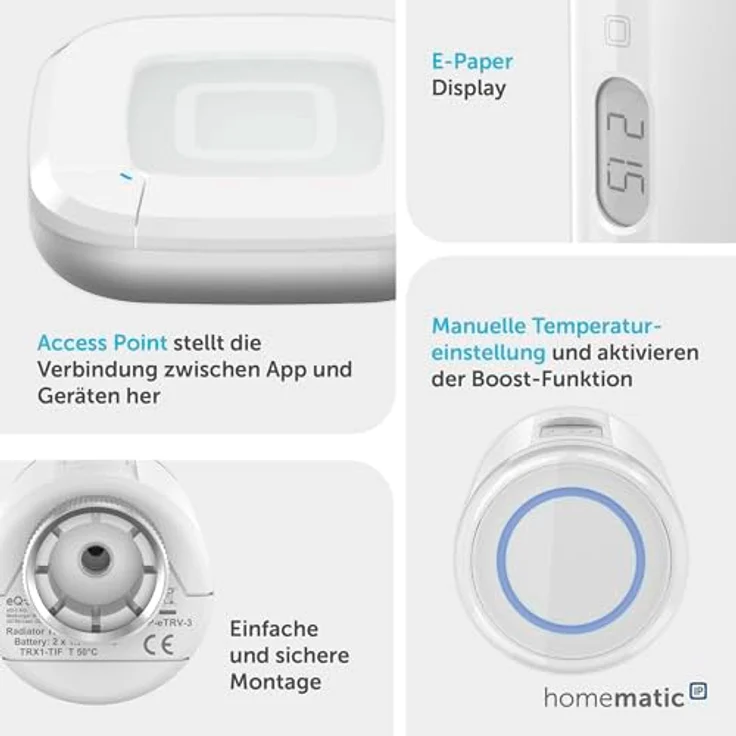 Homematic IP Smart Home Starter Set Heizen - Pure, Digitale Heizungssteuerung mit App und Sprachsteuerung, Energiesparen, einfache Installation, 162165A0 – Bild 3