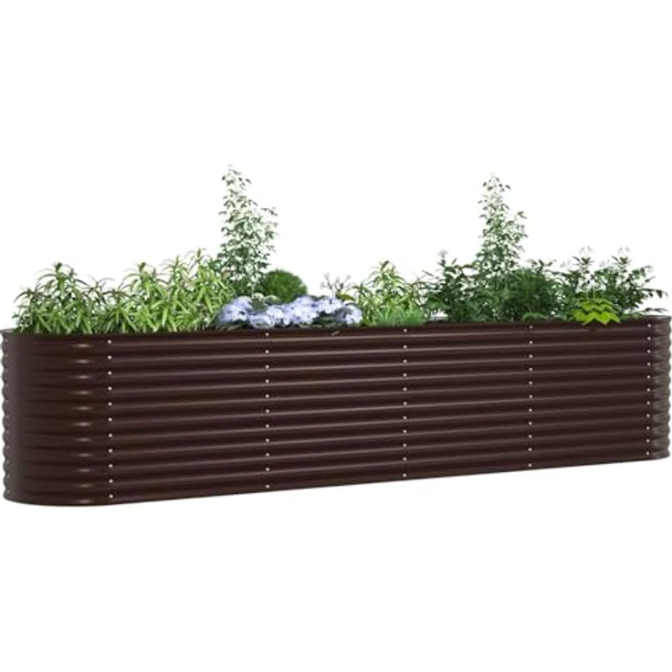 vidaXL Hochbeet Gartenhochbeet Braun Feuerverzinkter Stahl 400 x 80 x 81 cm (1 St) - Moderne Ästhetik, Langlebigkeit, Vielseitige Größe – Bild 3