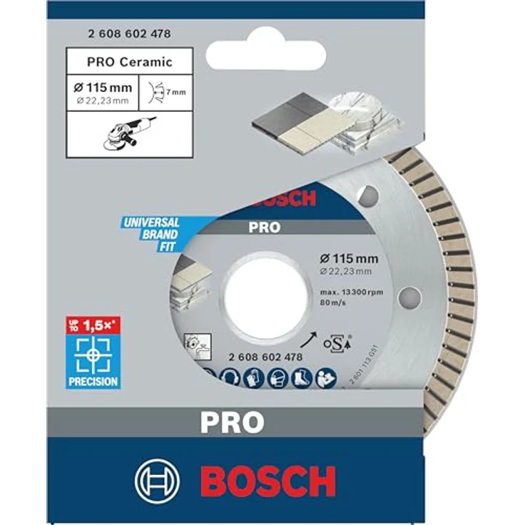Bosch Professional Diamanttrennscheibe (für Keramik, Ø: 115 mm, BohrungØ: 22,23 mm, Zubehör für Winkelschleifer) – Bild 2