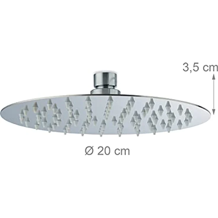 relaxdays Regenduschkopf Duschkopf Regendusche rund, 200 mm, Hochglanz Design mit Spiegeleffekt, Edelstahl, Anti-Kalk-Düsen – Bild 4