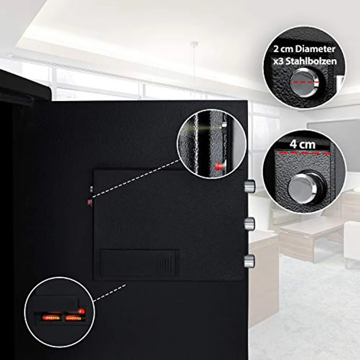 KESSER Elektr. Tresor | Inkl. Batteriebox | Elektronischer Safe | 3x Doppelbolzenverriegelung | Boden Wandtresor | Möbeltresor | Innenbeleuchtung | Panzerschran Zahlenschloss S – Bild 5