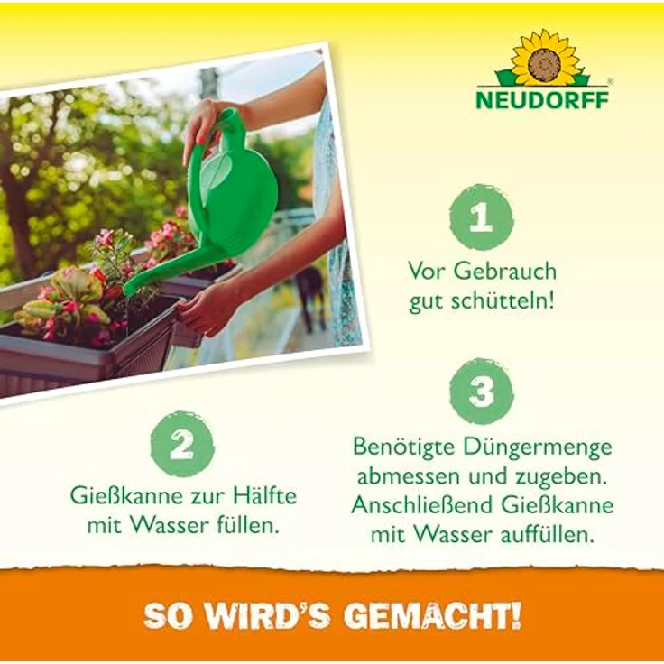 Neudorff Azet Blumendünger Bio, 1L flüssig, 100% organisch und vegan für 200L Gießwasser, ideales Balkon- und Zimmerpflanzendünger mit Dosierbecher – Bild 5