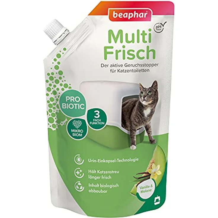 Beaphar Multi Frisch - Geruchsneutralisierer für Katzenklos - Verlängert die Haltbarkeit von Katzenstreu - Duft nach Vanille & Melone - 400 g – Bild 1