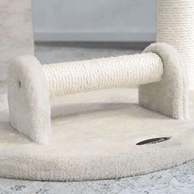 HAPPYPET Großer Kratzbaum Parker 171 cm hoch - Kletterbaum Katzenbaum für Katzen, Stabile Dicke Sisal-Säulen 11 cm, Haus Spieltunnel, große Liegemulden (Belastbar 15 kg), Spieltau & Kratzrolle, Creme – Bild 5