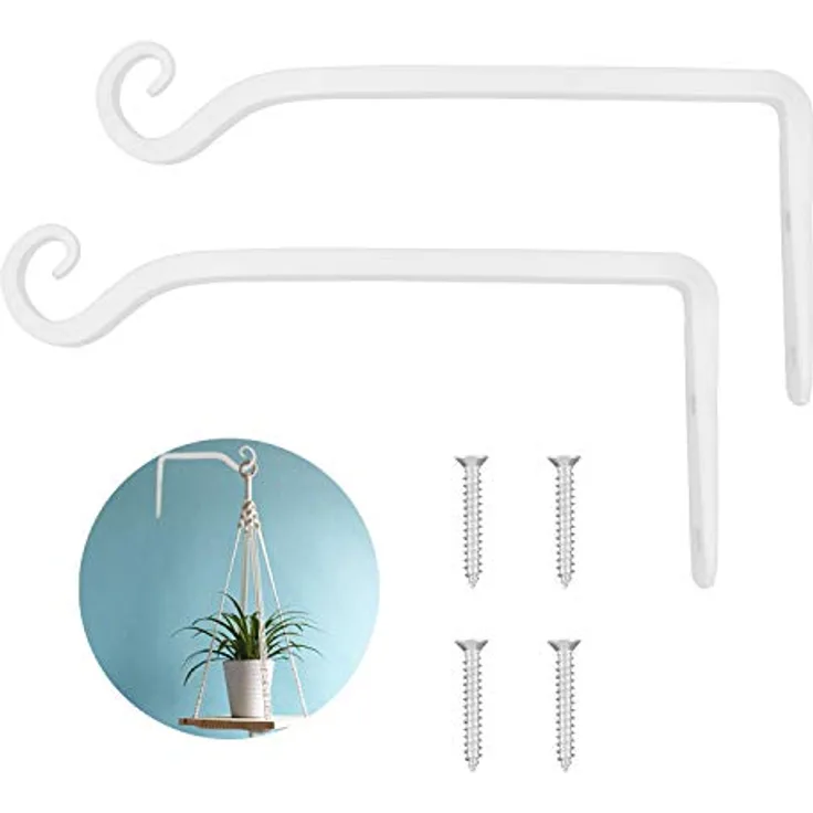 LOOGI Pflanzenhalterung, 25cm Blumenampelhalter aus Eisen, rostsicher, 2 Stück, Weiß