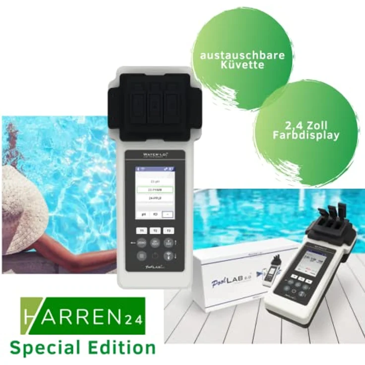 Harren24 PoolLAB 2.0, Elektronischer Wassertester mit 24 Parametern, Bluetooth, WLAN und 170 Testtabletten – Bild 4