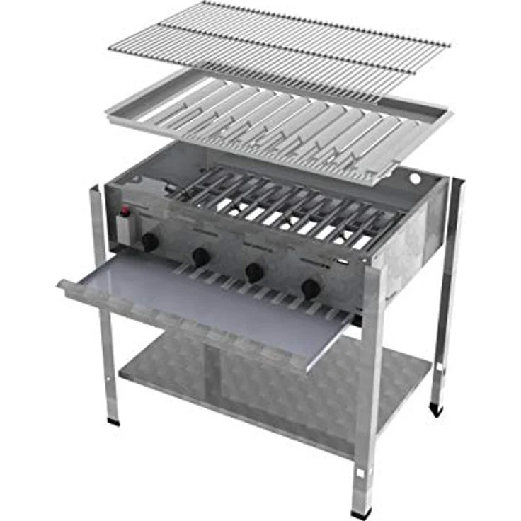 ChattenGlut Gasbräter 4-flammig, Profi Gastrogerät mit 14,7 kW Leistung, Edelstahl, Piezozündung und thermischer Flammüberwachung – Bild 6
