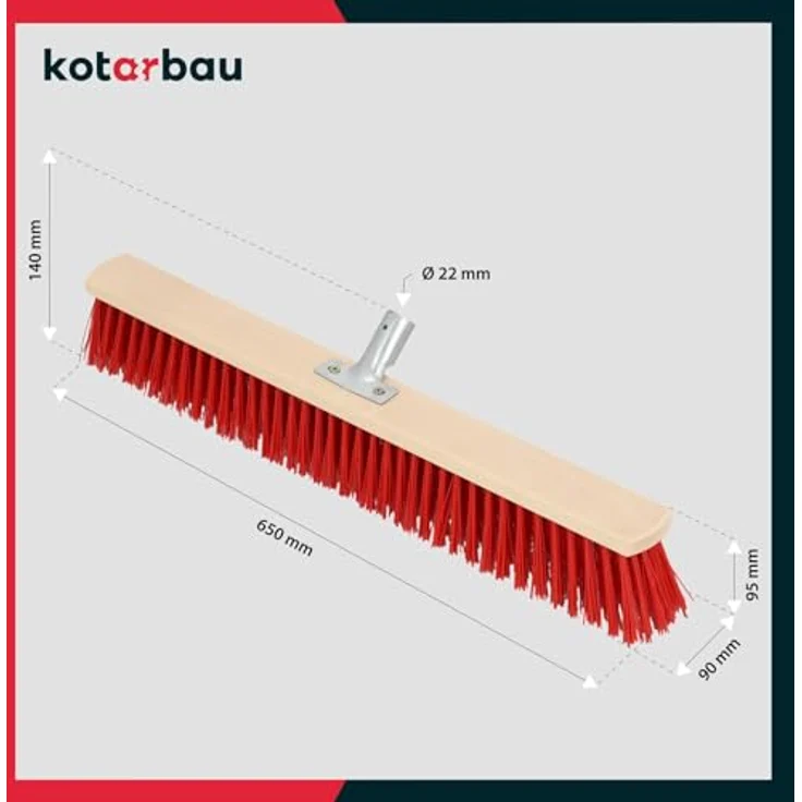 KOTARBAU® Straßenbesen 65 cm, Industriebesen mit harten Nylonborsten, ideal für Innen- und Außenbereich, robust und feuchtigkeitsbeständig, natürliche Holzausführung – Bild 3