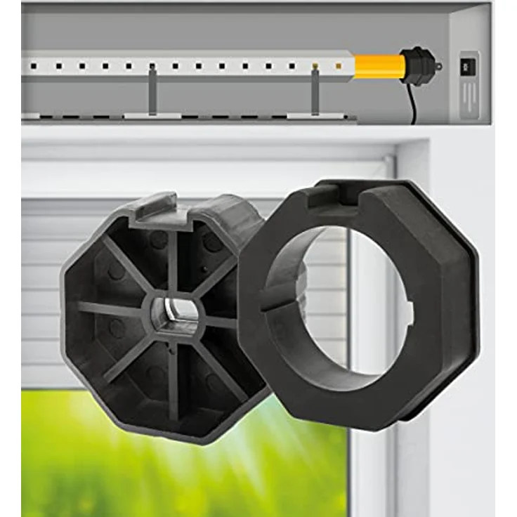 Schellenberg 27700 Adapter Set für 70 mm Achtkantwellen, glasfaserverstärkt, einfache Montage, kompatibel mit Rolladensystem Maxi – Bild 4