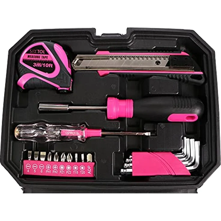 Sixtol Werkzeugkoffer HOME PINK, 66-teiliges Haushaltswerkzeugset in Rosa – Bild 4