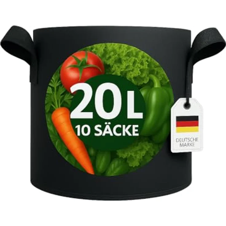 König Design Pflanzsack Set, 20 St. Vliesstoff Pflanztaschen für Balkon, Terrasse und Garten, atmungsaktiv und wiederverwendbar – Bild 1