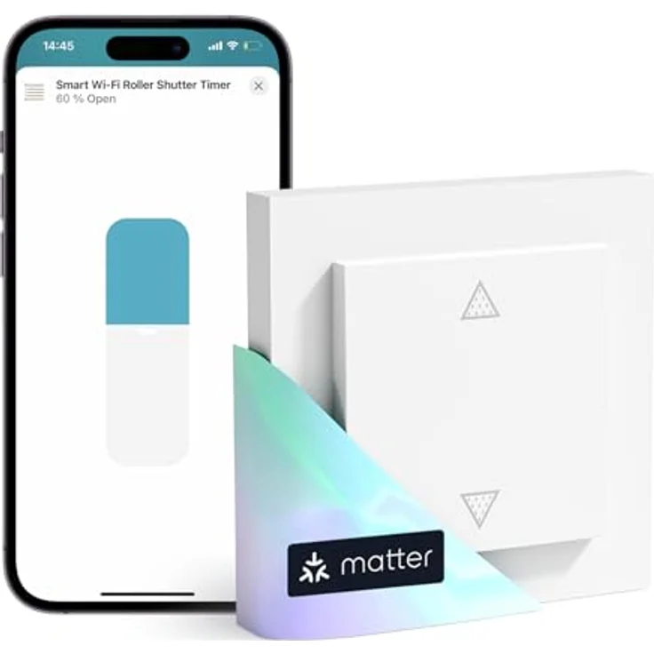 Meross Matter Smart Rolladenschalter WLAN 55x55mm, kompatibel mit Apple HomeKit, Alexa und Google Home, präzise Steuerung, Zeitschaltuhr, Neutralleiter erforderlich – Bild 1