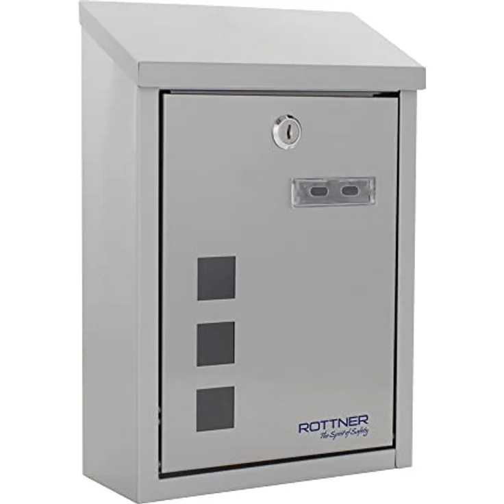 Rottner T06047 Casa INOX Design-Briefkasten aus gebürstetem Edelstahl, mit Sichtfenster, Zylinderschloss 2 Schlüssel und Schutzklappe, Inklusive Montagematerial – Bild 2