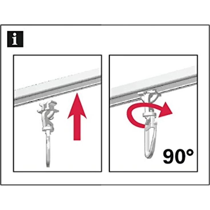 GARDINIA Drehgleiter für Aluminiumschienen / Gardinenstangen mit 6 mm Laufkanal, Mit Gardinenhaken (Faltenlegehaken), 20 Stück, Kunststoff, Weiß – Bild 2