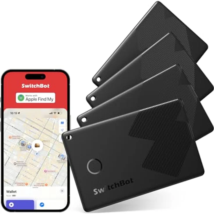 SwitchBot Wallet Finder Card 4er-Pack, Smart AirTag Card, GPS-Ortung, bis zu 3 Jahre Batterielaufzeit, wasserfest – Bild 1