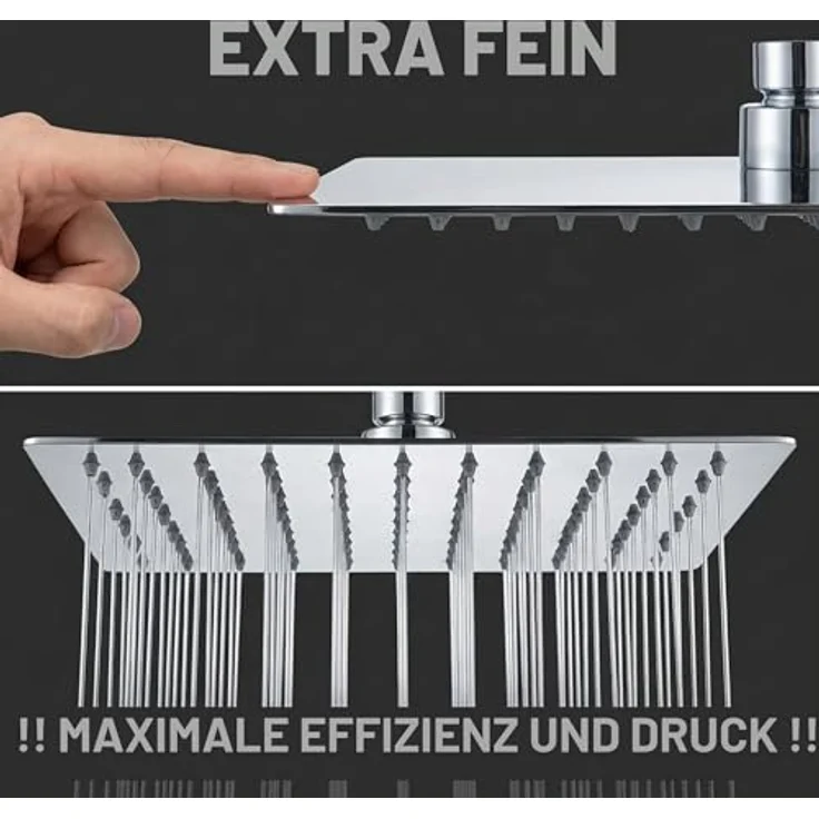 VALAZ Duschsystem Tajo, Verchromte Unterputz Duscharmatur mit 30cm Kopfbrause, 2-Wege-Einhebeldusche, schnelles Montagesystem, Edelstahl, minimalistisches Design – Bild 5
