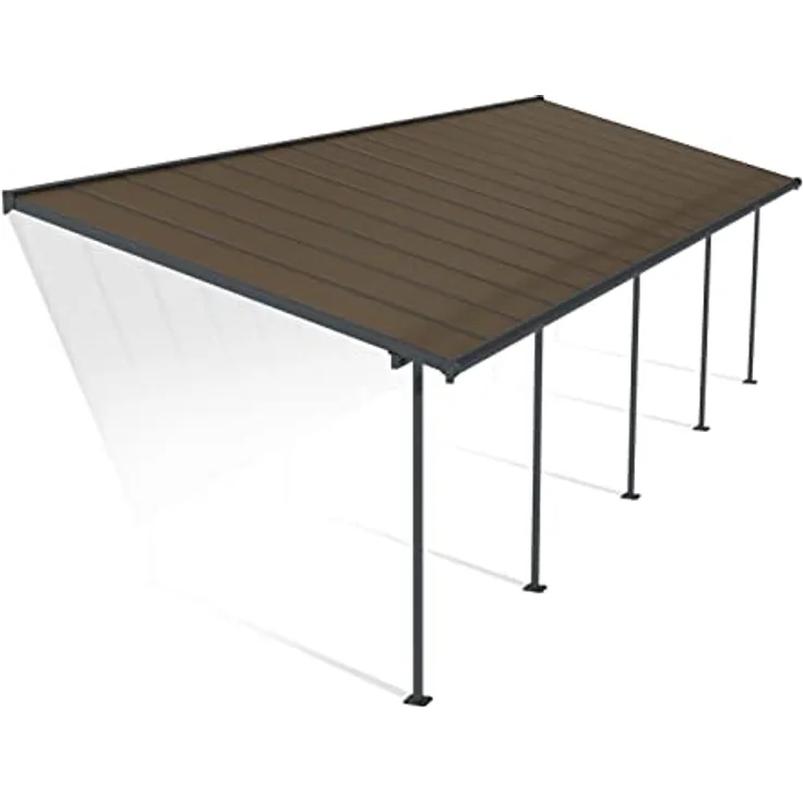 Canopia by Palram Terrassenüberdachung Alu Capri 3X9.71 Polycarbonat Hohlkammerplatten Pergola 971 x 295 cm Grau zur Überdachung ihrer Terrasse