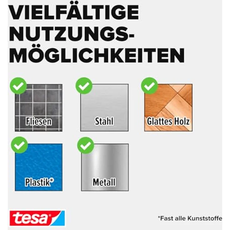tesa On & Off Klettband zum Aufkleben - Selbstklebendes Klettklebeband zur Befestigung leichter Gegenstände - Weiß, 2 cm x 100 cm – Bild 5