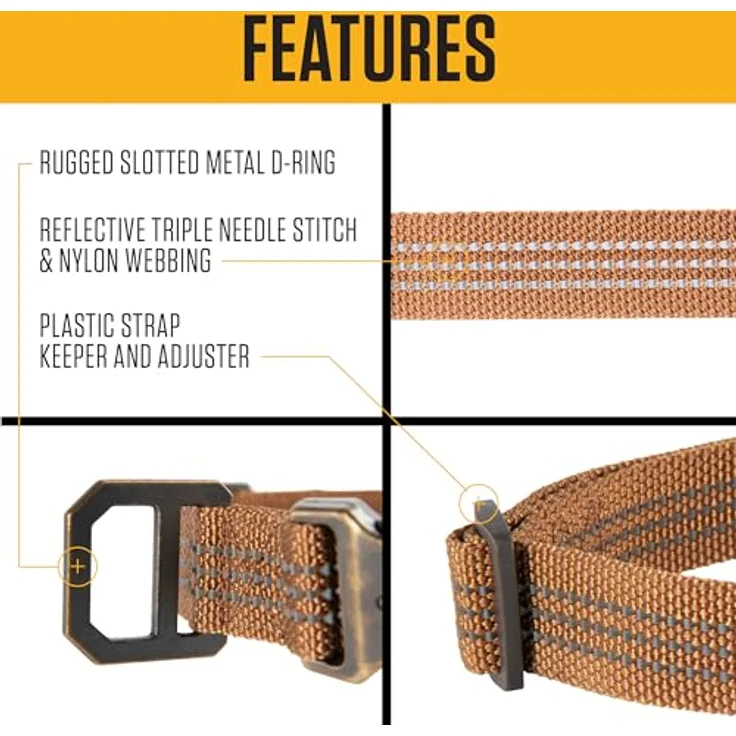 Carhartt Unisex-Hundehalsband, Schwarz, Größe M, hochbelastbares Nylon, reflektierender Nadelstich, robuste Steckschnalle und D-Ring aus Metall – Bild 2