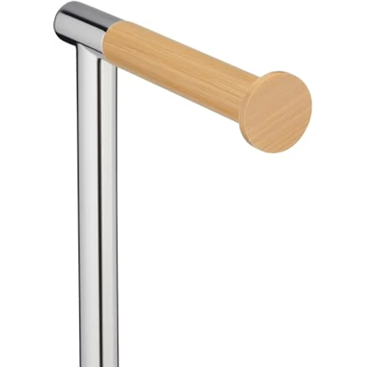 relaxdays WC-Garnitur mit 2 Ersatz Bürstenköpfen, silber, edles Design aus Edelstahl und Bambus, freistehend – Bild 8