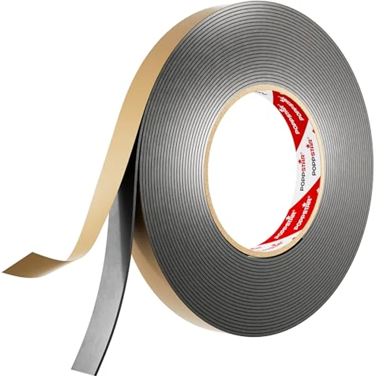 Poppstar doppelseitiges Butyl Klebeband (10m x 15mm x 1,6mm) Dichtband selbstklebend schwarz