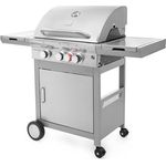 Gasgrill G21 California BBQ Premium Line 4 Brenner + inklusive Reduzierungsventil, Gusseisenrost & Gusseisenplatte, Thermometer, 4 Rollen mit Bremsen