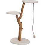 Dehner Premium Katzen-Kratzbaum Nero, ca. 109 x 50 x 40 cm, Holz/Plüsch, braun/weiß