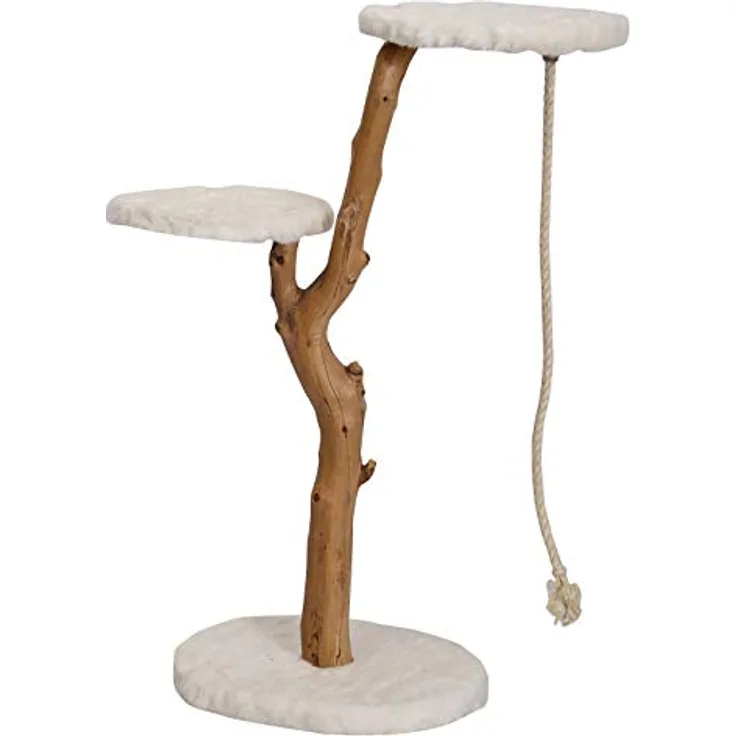 Dehner Premium Katzen-Kratzbaum Nero, ca. 109 x 50 x 40 cm, Holz/Plüsch, braun/weiß