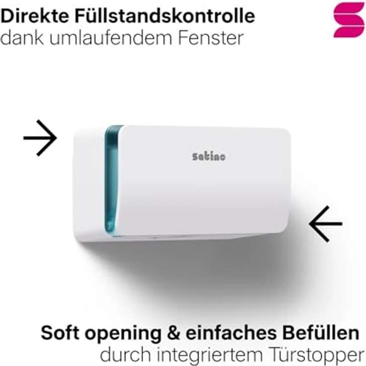 Satino HYGINITY Papierhandtuchspender, kompakter Handtuchspender für V-Falz & C-Falz Papierhandtücher, mit Füllstandsanzeige, Made in Germany, weiß – Bild 3