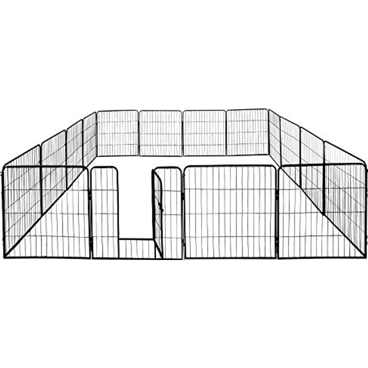 Petigi Welpenauslauf 16eckig Welpenlaufstall Tierlaufstall Freigehege Freilaufgehege Freilauf Käfig Welpenzaun 80 cm, Pulverbeschichteter Stahl, zusammenklappbar, 80 x 80 cm, 16-teilig, 16 Erdnägel – Bild 1