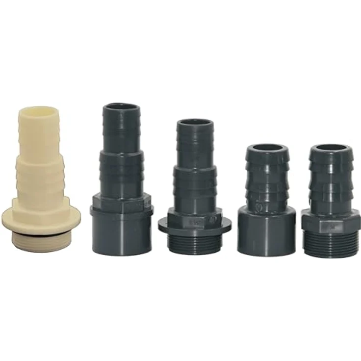 HAF 2x ABS Schlauchtülle O-Ring 32mm 38mm x 1 1/2", inkl. 2x Edelstahlschelle, bruchfest, weiß, für Poolfittings & Poolschlauch – Bild 6