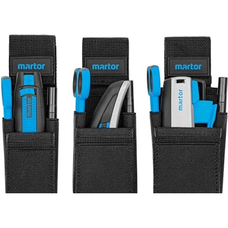 MARTOR Gürteltasche L, Tasche mit 5 Fächern für Cuttermesser und Werkzeug, mit Clip & Klettverschluss, Nylon, Schwarz – Bild 2