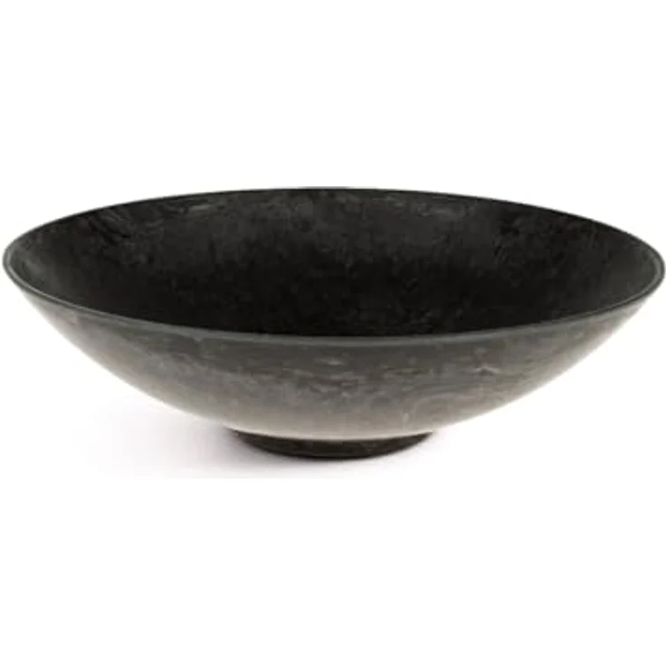 matches21 wetterfeste Pflanzschale für draussen - große Dekoschale in schwarz marmoriert als Blumenschale - Flache Garten Schale in 25 cm für Blumen, Bonsai oder Friedhof Grab-Schmuck – Bild 2