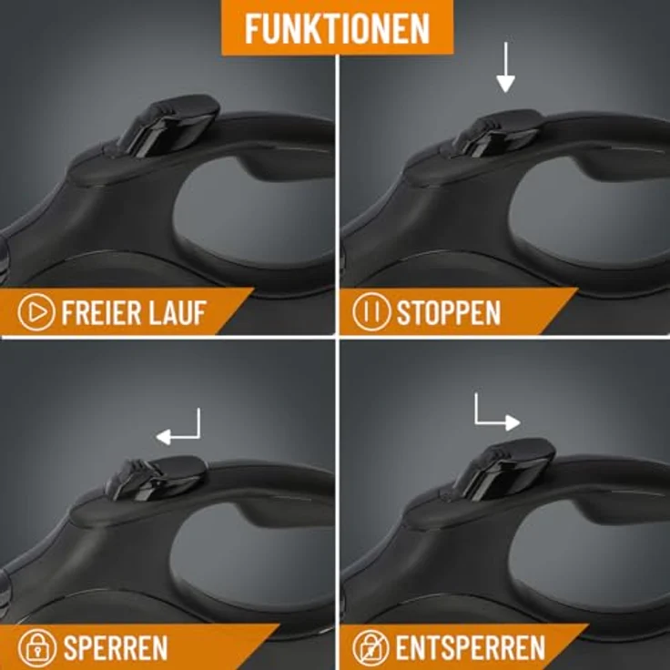 ReaVET Rollleine Hundeleine ausziehbar 5m für mittelgroße Hunde (M) I Ergonomischer & Rutschfester Griff I Hundeleine Einziehbar, Robuste Ausziehleine mit Brems-Stopp-System I Leine Hund bis 25kg – Bild 5