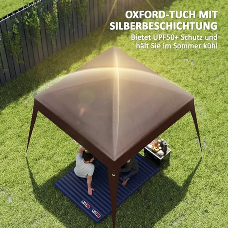 Outsunny Pavillon-Ersatzdach, wasserabweisend, stabil, winterfest, sturmfest, 300 x 300 cm, UPF50+, Farbe Kaffee – Bild 3