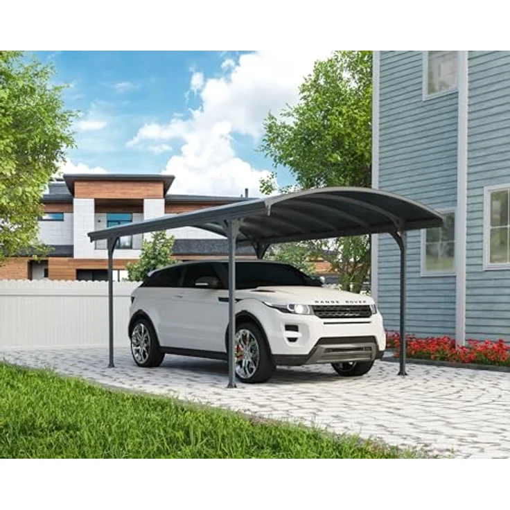 Palram Canopia Carport Bausatz Vitoria, 501 x 291cm, Einzelcarport aus rostfreiem Aluminium mit Polycarbonat-Dach, anthrazit, für PKW – Bild 4